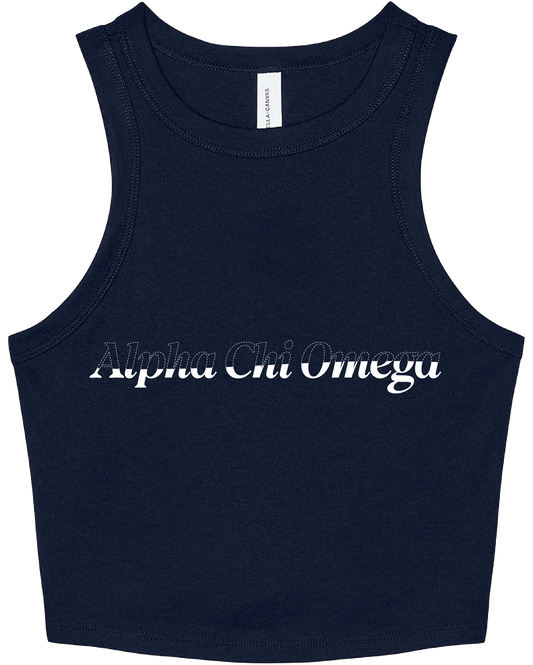 Alpha Chi Omega Stitched Outline Cropped Tanks