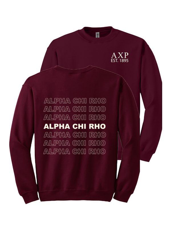 Alpha Chi Rho Repeating Name Crewneck Sweatshirts