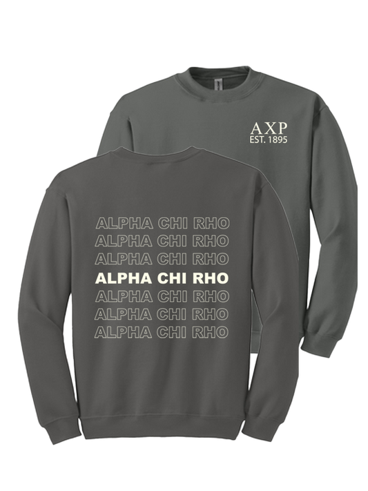 Alpha Chi Rho Repeating Name Crewneck Sweatshirts