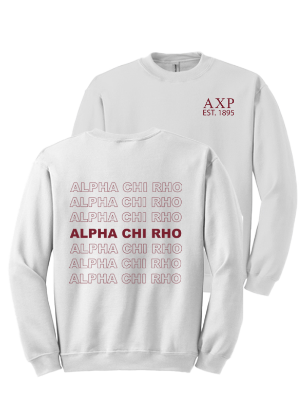 Alpha Chi Rho Repeating Name Crewneck Sweatshirts