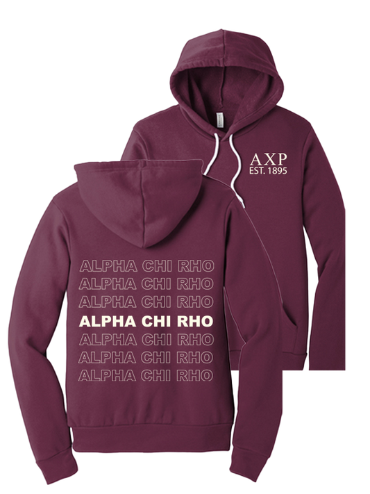 Alpha Chi Rho Repeating Name Hooded Sweatshirts