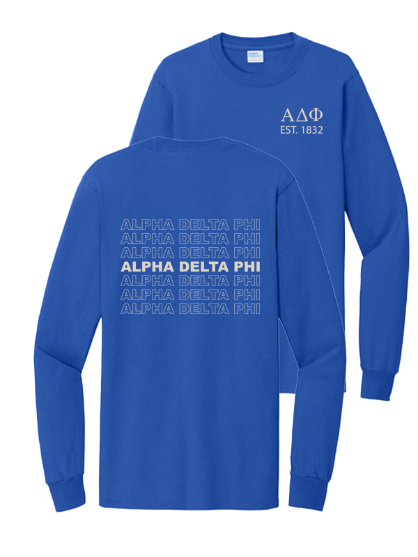 Alpha Delta Phi Repeating Name Long Sleeve T-Shirts