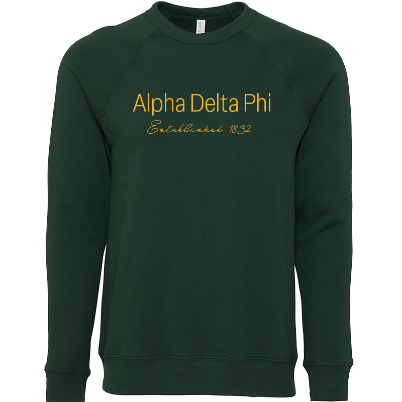 Alpha Delta Phi Embroidered Printed Name Crewneck Sweatshirts