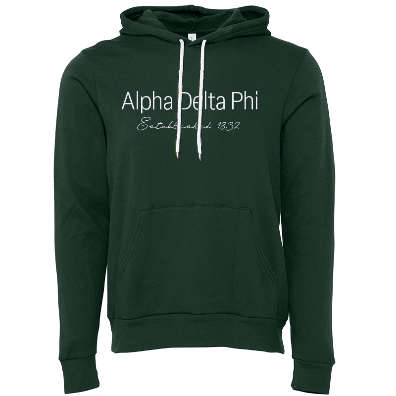 Alpha Delta Phi Embroidered Printed Name Hooded Sweatshirts