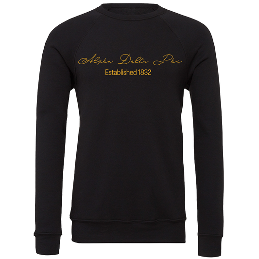 Alpha Delta Phi Embroidered Scripted Name Crewneck Sweatshirts