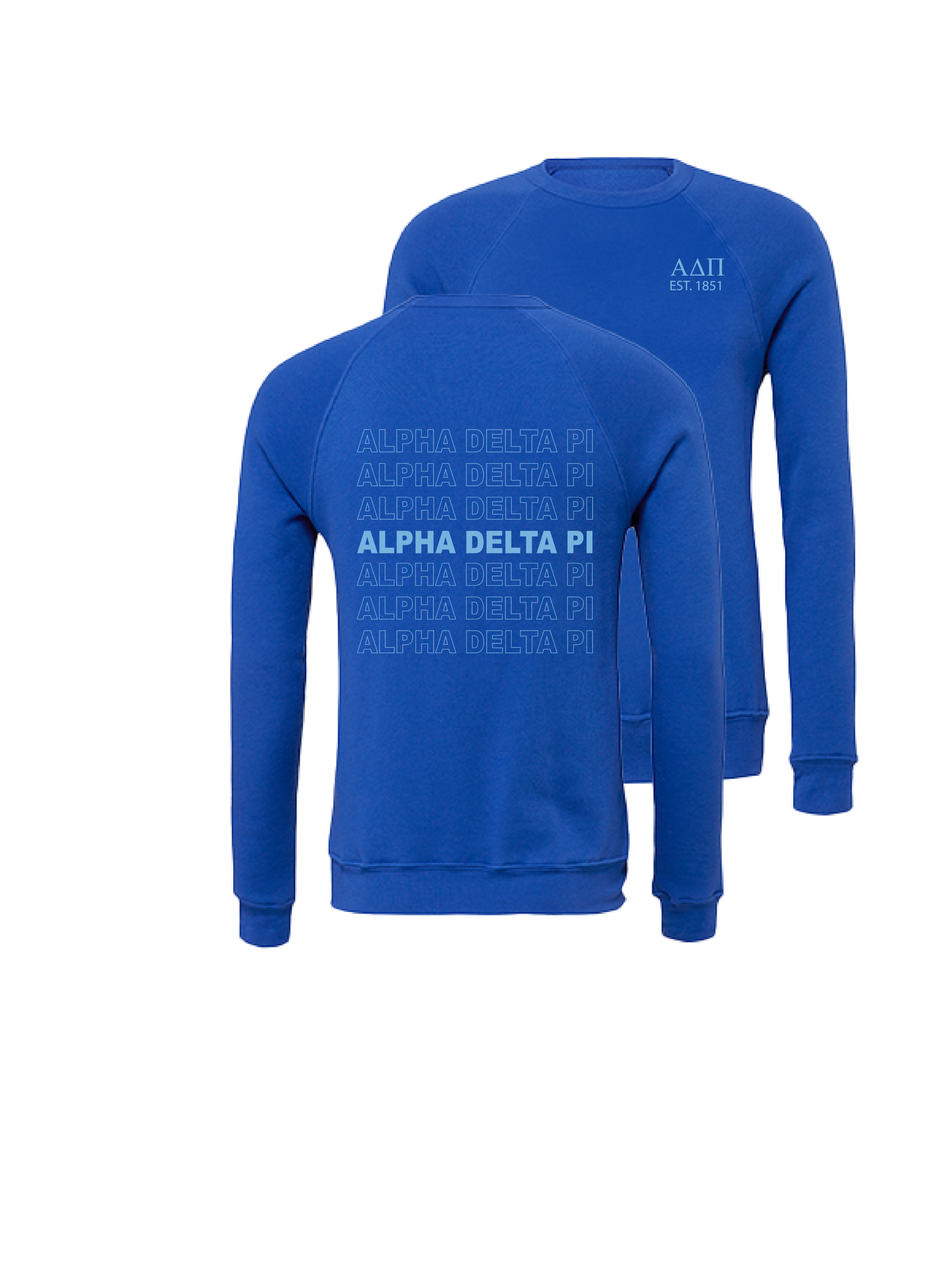 Alpha Delta Pi Repeating Name Crewneck Sweatshirts