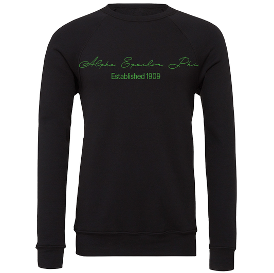 Alpha Epsilon Phi Embroidered Scripted Name Crewneck Sweatshirts