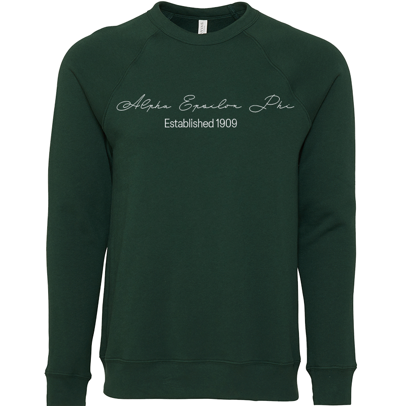 Alpha Epsilon Phi Embroidered Scripted Name Crewneck Sweatshirts