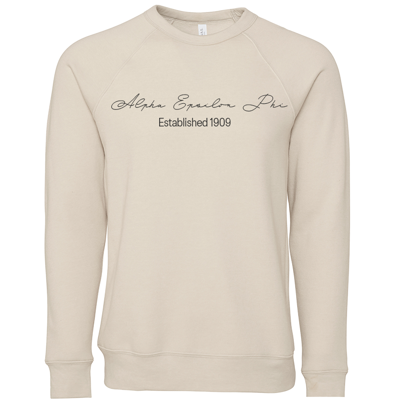 Alpha Epsilon Phi Embroidered Scripted Name Crewneck Sweatshirts