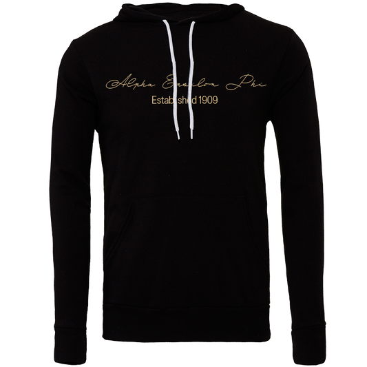 Alpha Epsilon Phi Embroidered Scripted Name Hooded Sweatshirts