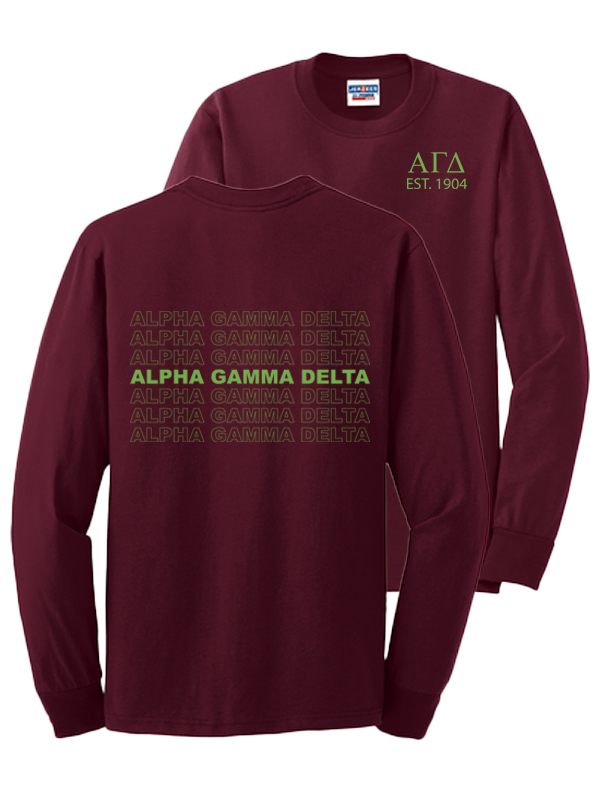 Alpha Gamma Delta Repeating Name Long Sleeve T-Shirts