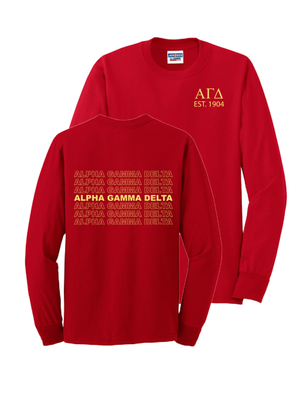 Alpha Gamma Delta Repeating Name Long Sleeve T-Shirts