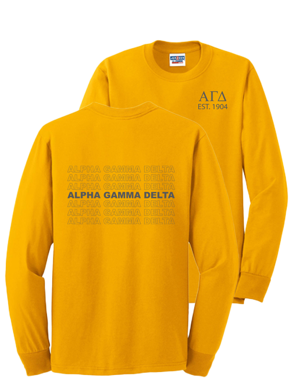 Alpha Gamma Delta Repeating Name Long Sleeve T-Shirts