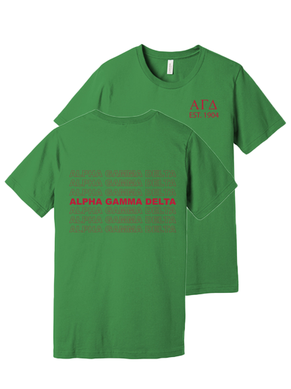 Alpha Gamma Delta Repeating Name Short Sleeve T-Shirts