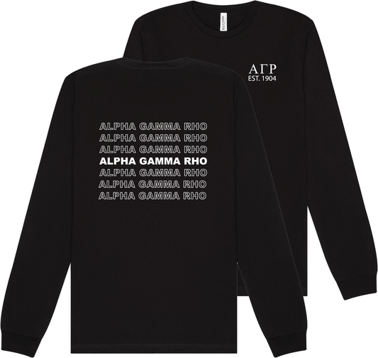 Alpha Gamma Rho Repeating Name Long Sleeve T-Shirts