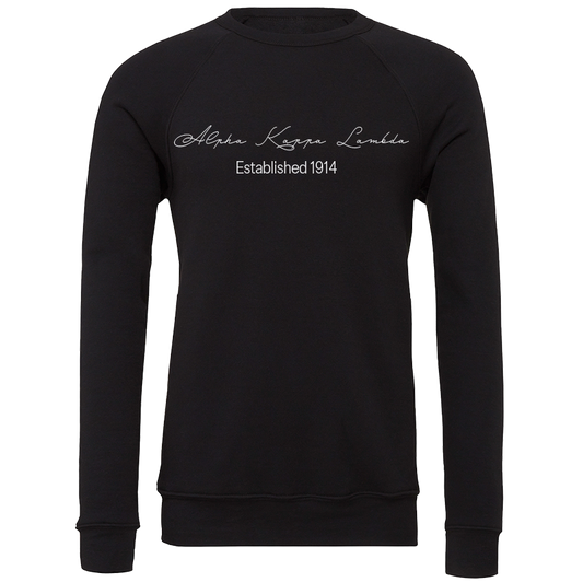 Alpha Kappa Lambda Embroidered Scripted Name Crewneck Sweatshirts