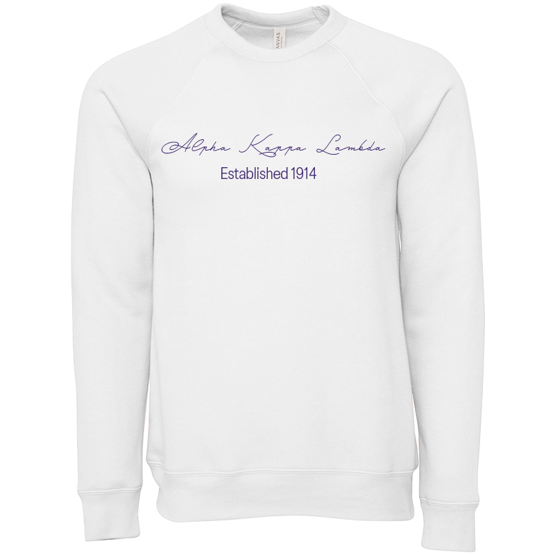 Alpha Kappa Lambda Embroidered Scripted Name Crewneck Sweatshirts