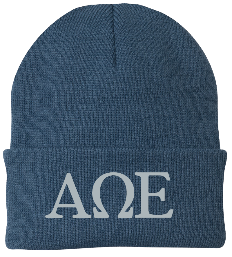 Alpha Omega Epsilon Lettered Beanies