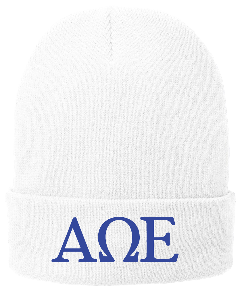 Alpha Omega Epsilon Lettered Beanies