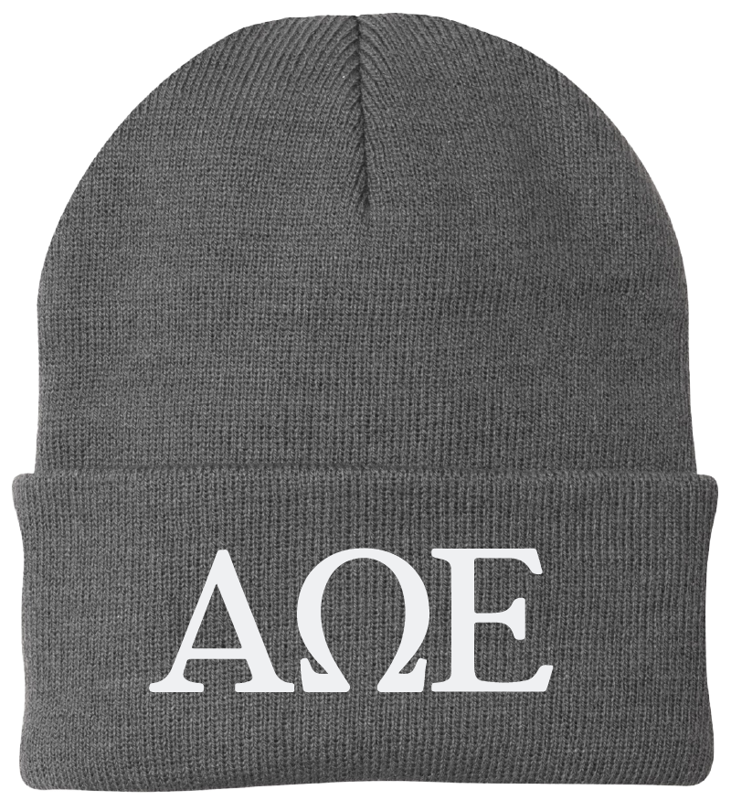 Alpha Omega Epsilon Lettered Beanies