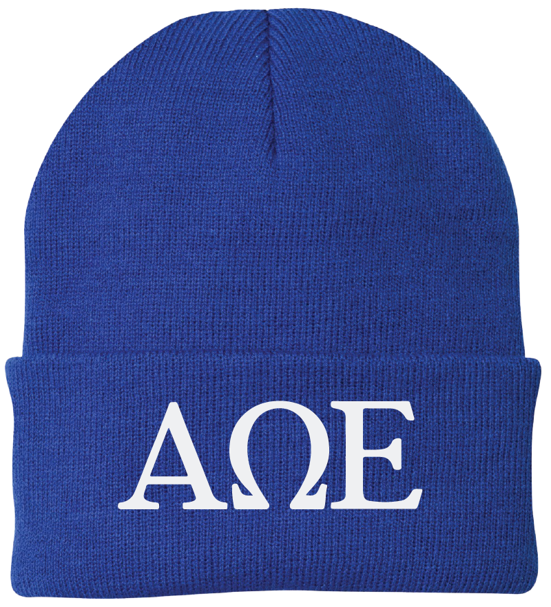 Alpha Omega Epsilon Lettered Beanies