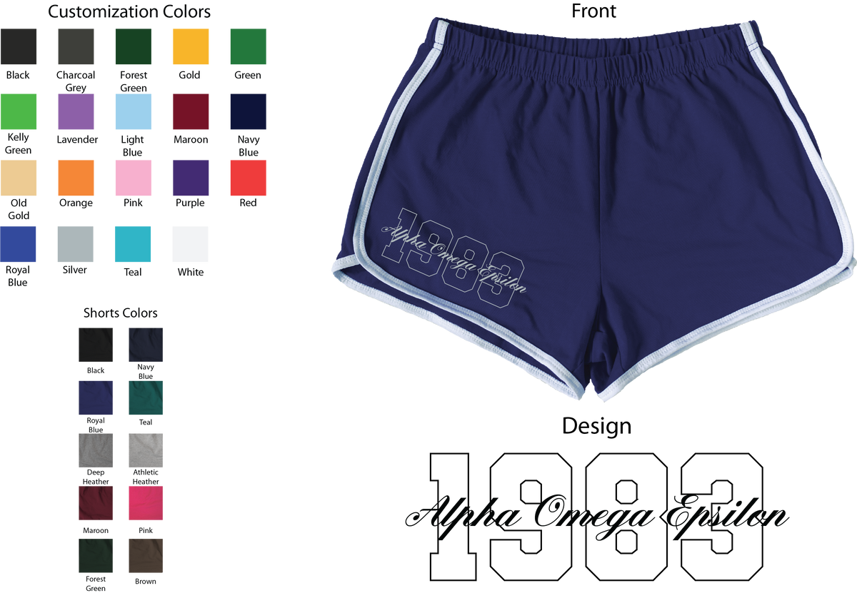 Alpha Omega Epsilon Year and Name Women's Shorts