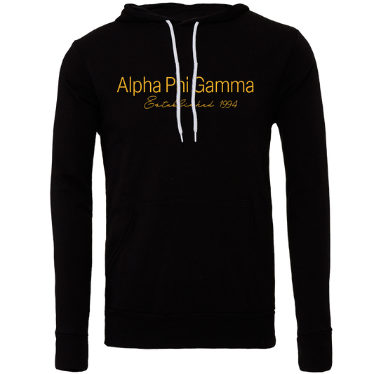 Alpha Phi Gamma Embroidered Printed Name Hooded Sweatshirts