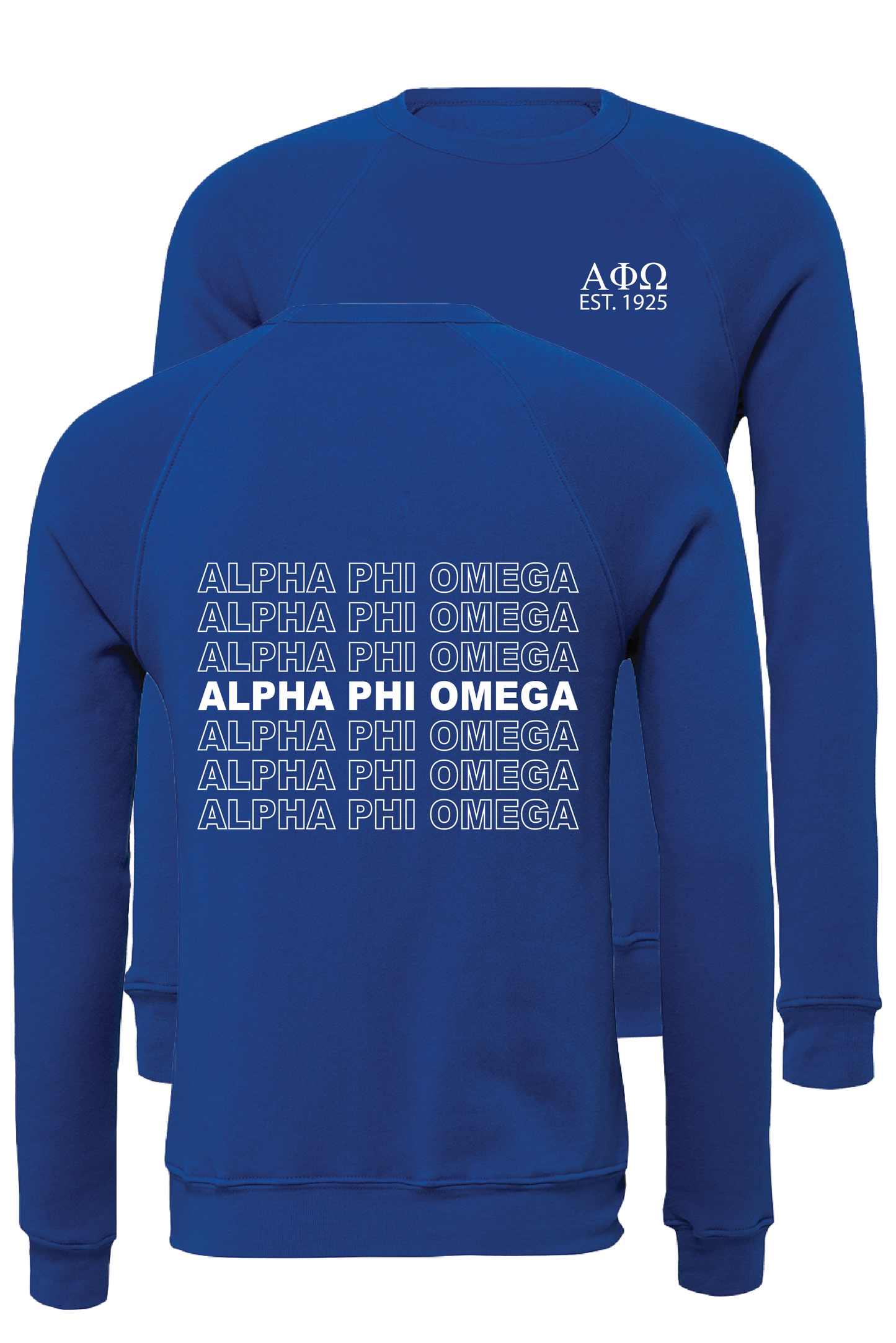 Alpha Phi Omega Repeating Name Crewneck Sweatshirts