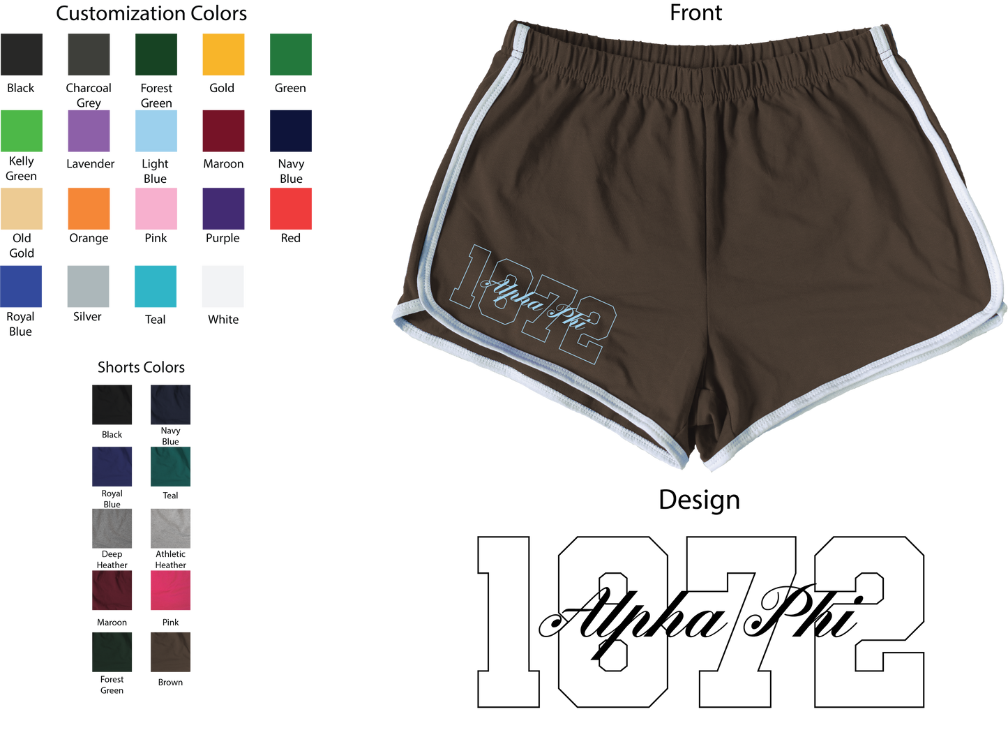 Alpha Phi Year and Name Women's Shorts