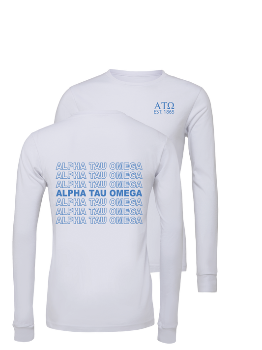 Alpha Tau Omega Repeating Name Long Sleeve T-Shirts