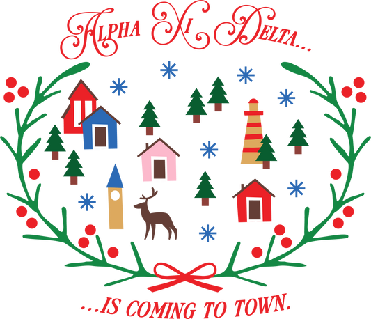 Alpha Xi Delta Christmas Village Cropped Hoodie