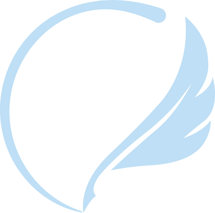 Light blue feather icon on a white background