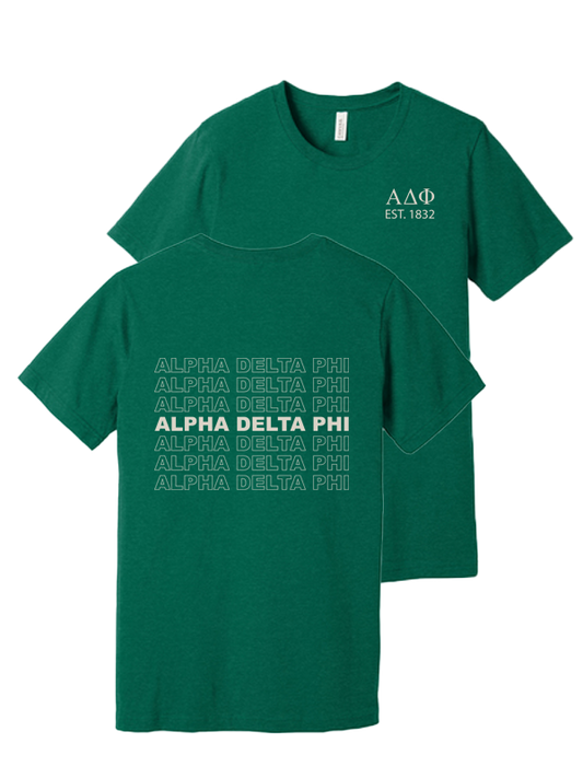 Alpha Delta Phi Repeating Name Short Sleeve T-Shirts