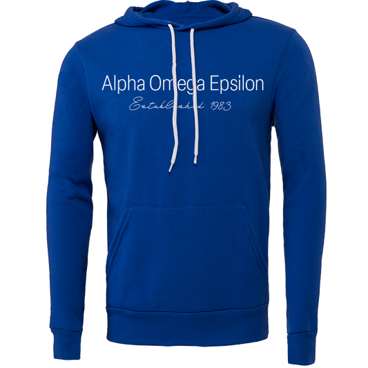 Alpha Omega Epsilon Embroidered Printed Name Hooded Sweatshirts