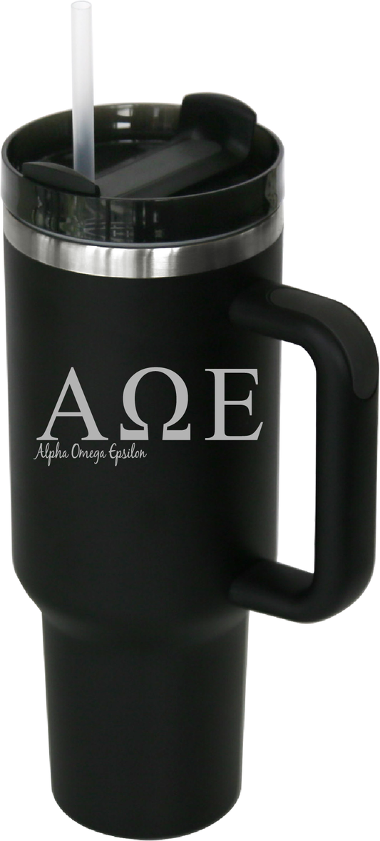 Alpha Omega Epsilon Lettered 40oz Tumblers