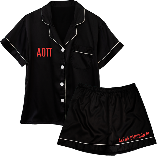 Alpha Omicron Pi Embroidered Ladies' Pajama Sets