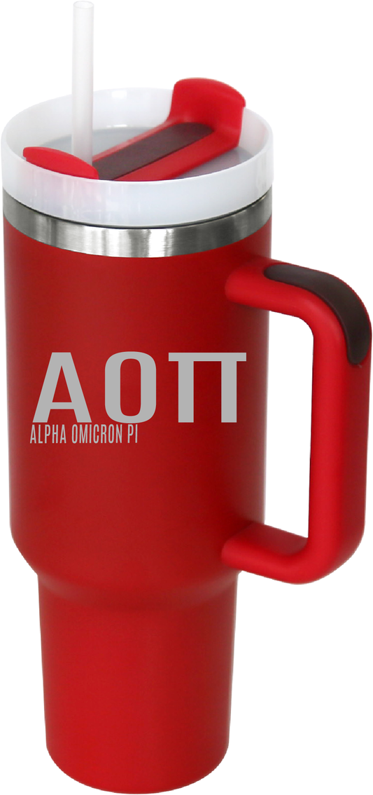 Alpha Omicron Pi Lettered 40oz Tumblers