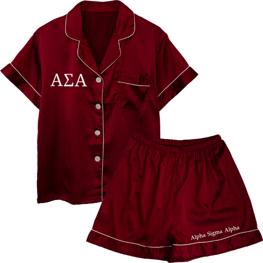 Alpha Sigma Alpha Embroidered Ladies' Pajama Sets