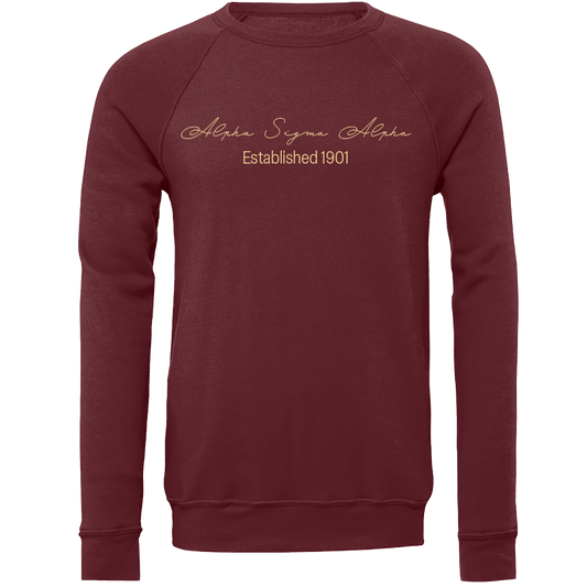 Alpha Sigma Alpha Embroidered Scripted Name Crewneck Sweatshirts