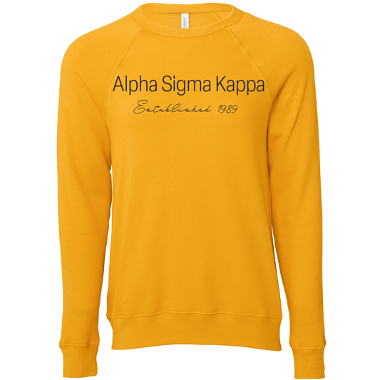Alpha Sigma Kappa Embroidered Scripted Name Crewneck Sweatshirts