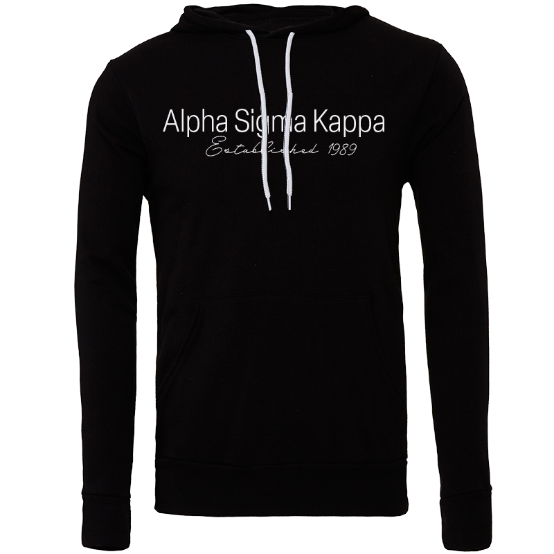 Alpha Sigma Kappa Embroidered Scripted Name Hooded Sweatshirts