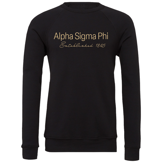 Alpha Sigma Phi Embroidered Printed Name Crewneck Sweatshirts