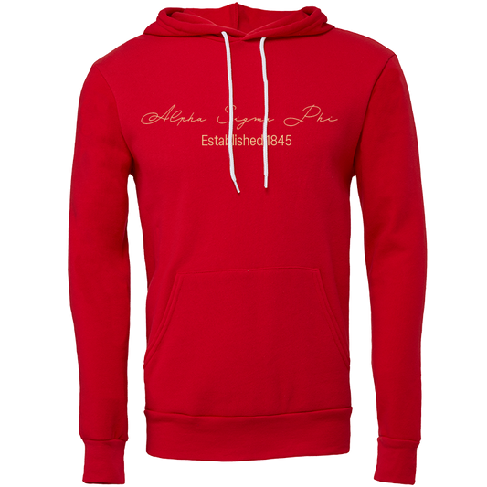 Alpha Sigma Phi Embroidered Scripted Name Hooded Sweatshirts