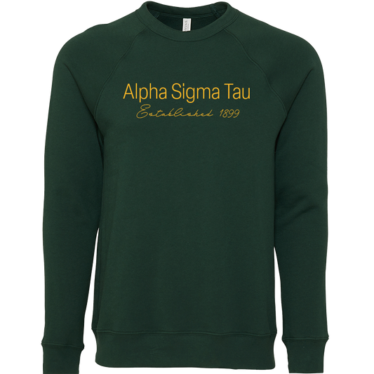 Alpha Sigma Tau Embroidered Printed Name Crewneck Sweatshirts