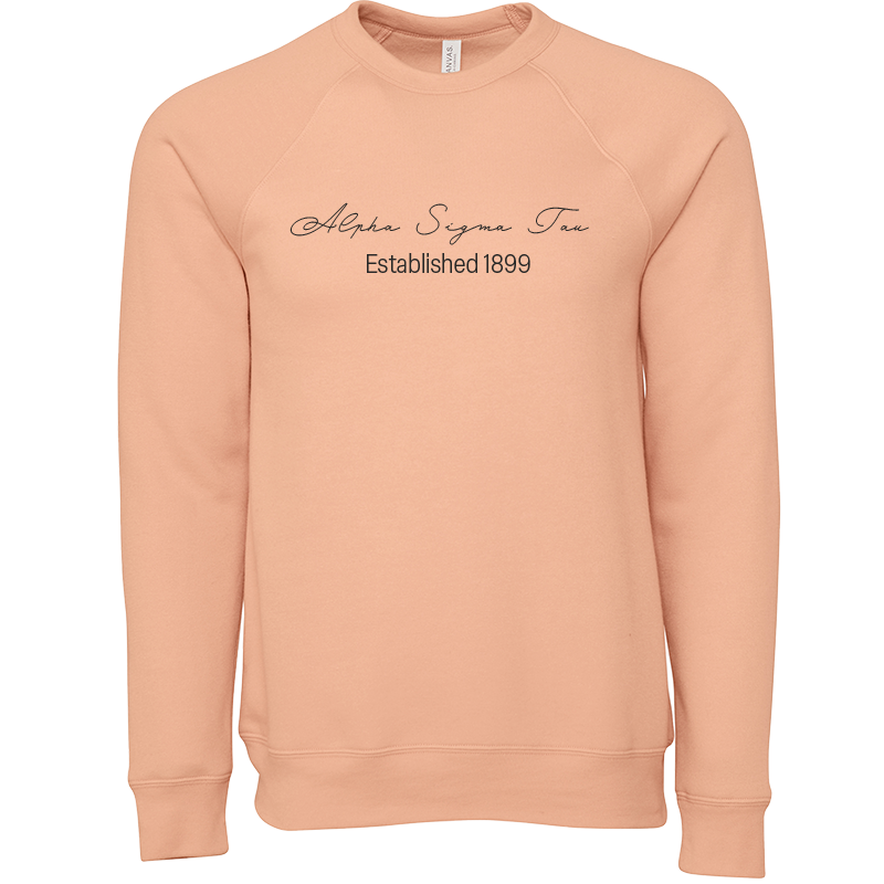 Alpha Sigma Tau Embroidered Scripted Name Crewneck Sweatshirts