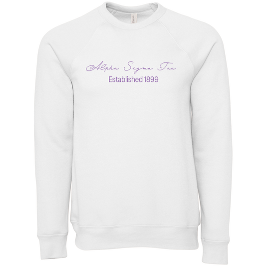 Alpha Sigma Tau Embroidered Scripted Name Crewneck Sweatshirts