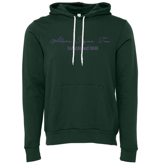 Alpha Sigma Tau Embroidered Scripted Name Hooded Sweatshirts