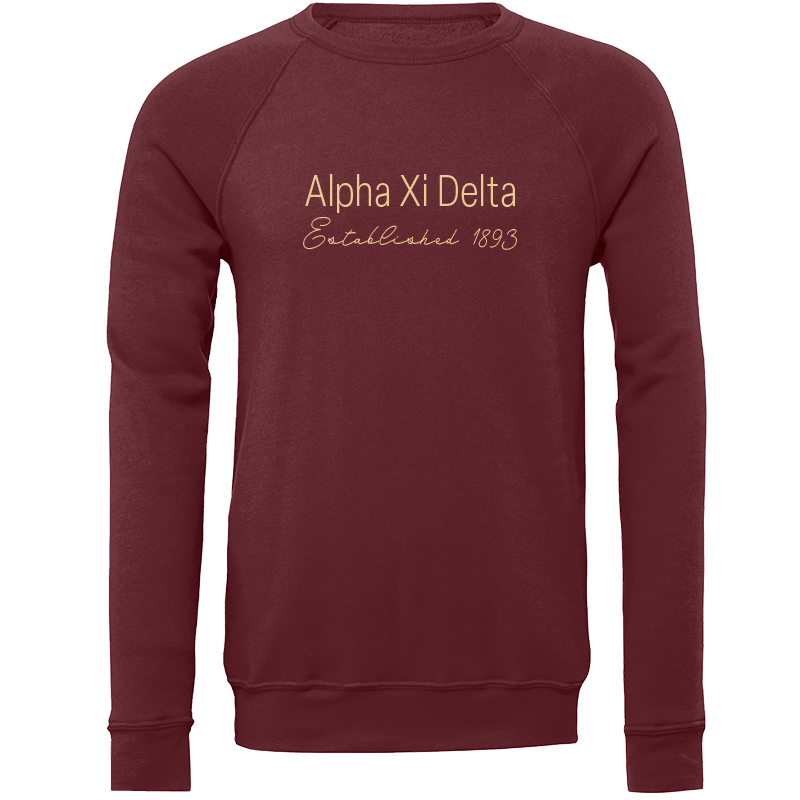 Alpha Xi Delta Embroidered Printed Name Crewneck Sweatshirts
