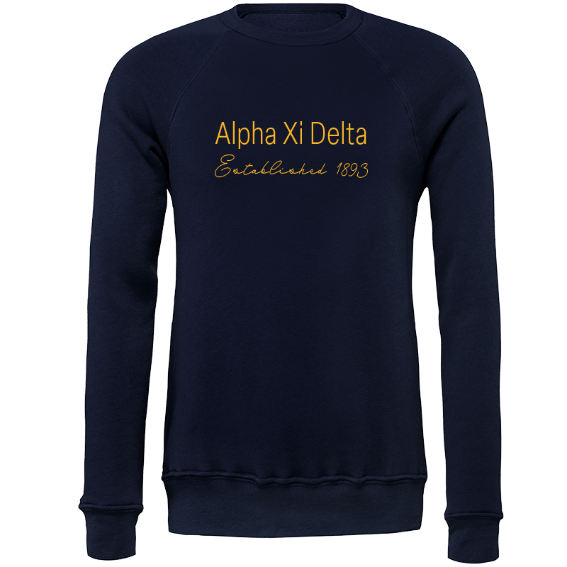 Alpha Xi Delta Embroidered Printed Name Crewneck Sweatshirts