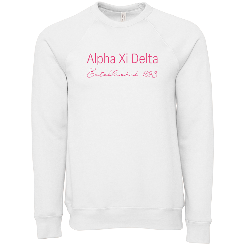 Alpha Xi Delta Embroidered Printed Name Crewneck Sweatshirts